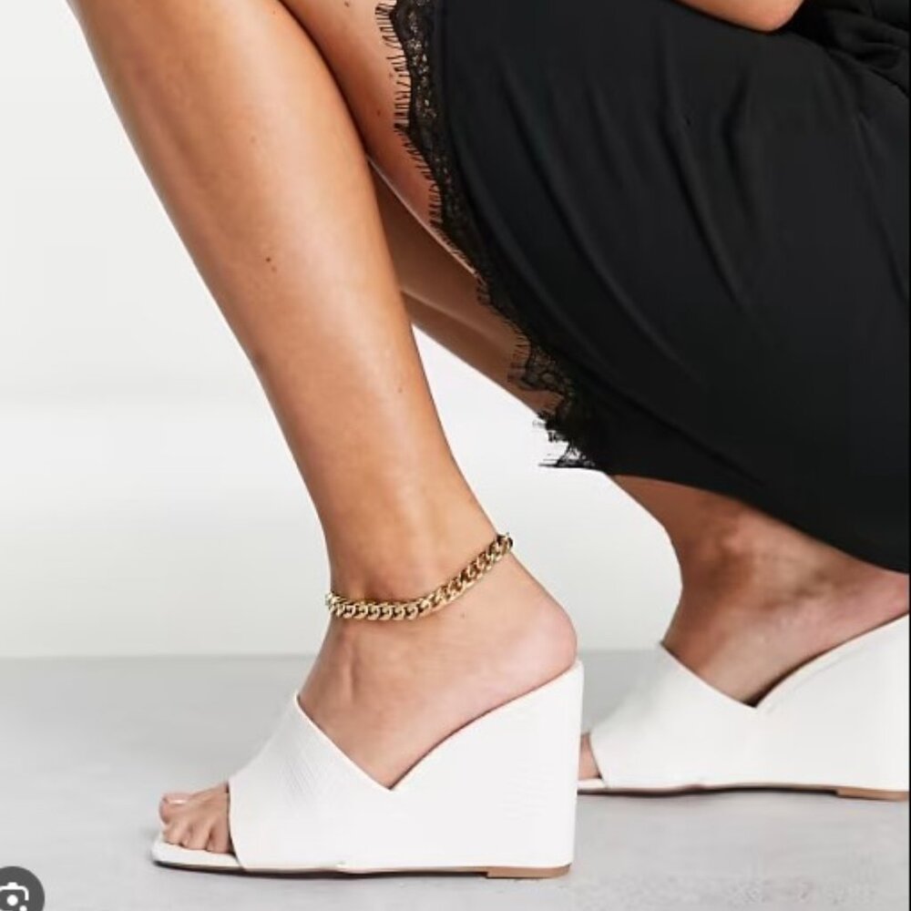NWOT Asos White Wedges